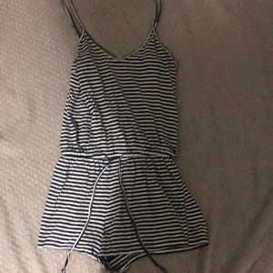 navy and white romper